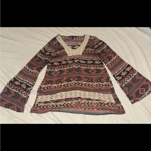 Living Doll Blouse Top Women Size XS BOHO Casual Shirt